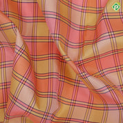 Pastel multi color madras checks design blue gold zari peacock butta gatti border paalum pazhamum silk saree