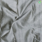 Silver grey silver zari fancy cross design self meena work edge border bridal silk saree