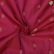 Chilly Red Gold Zari Flower Butta Design Purple Ruthracham Flower Border Design Pure Mix Silk Saree