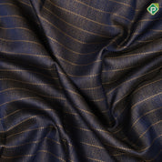 Mid night blue gold zari by zari lines tissue weaved gold base multi color lotus meena work master weaved silk saree