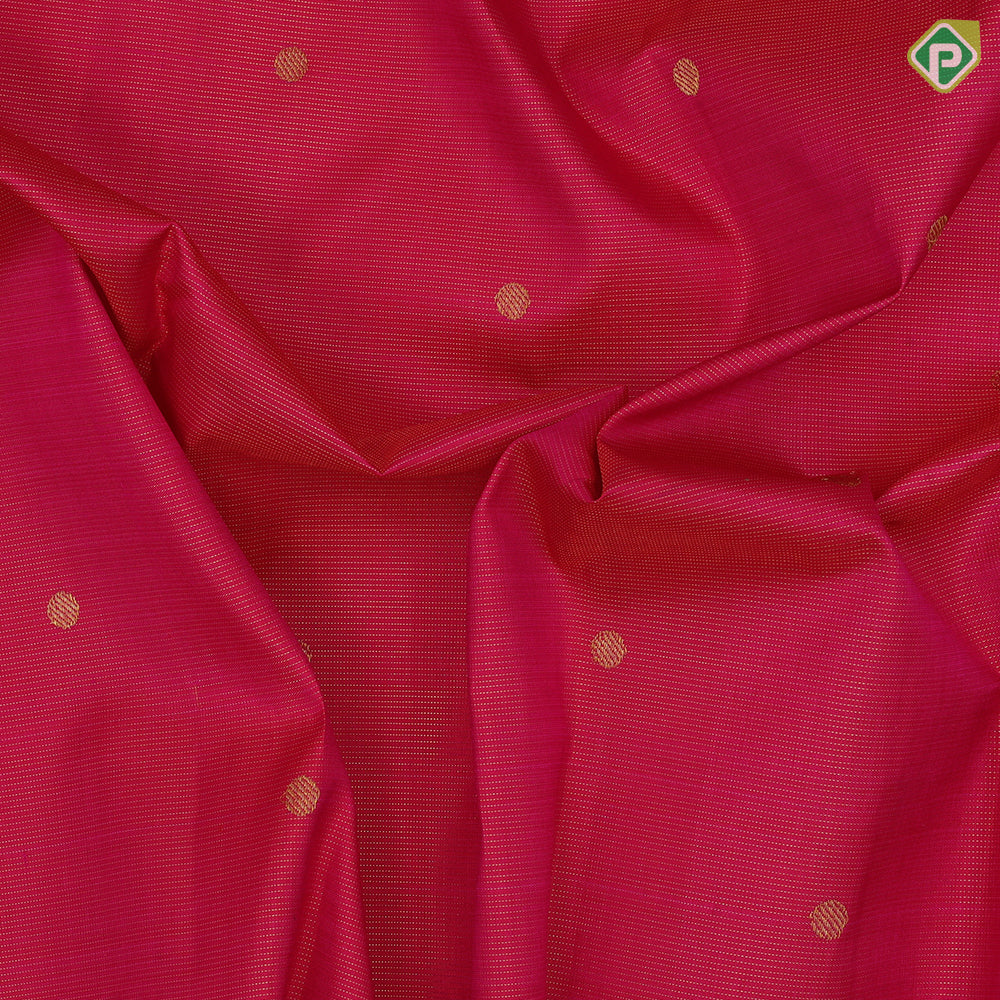 Rani pink gold zari vaira oosi lines ruthratcha design dark pink wave border design traditional silk saree