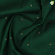 Dark Green Gold Zari Small Motif Design Edge Border Design Trendy Silk Saree
