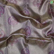 Golden Beige Fancy Tree Butta Contrast Pink Silver Gold Zari Mayilkan Border Grand Bridal Silk Saree
