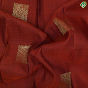 Rust Orange Gold Zari Checks Flower Butta Design Violet Mayilkan Border Design Traditional Silk Saree