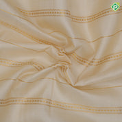 Milk white gold zari velthari design coffee brown peacock floral border design traditional silk saree
