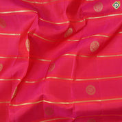 Reddish pink with gold zari lines and butta design brick red gold zari rettapet gap border traditional silk saree