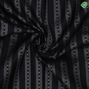 Black Colour Silver Zari Straight Lines Diamond Design Baby Pink Colour Peacock Bavanji Border Design Luxury Black Silk Saree