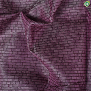 purple pink brick wall design contrast red gold zari rangoli zig zag border trendy silk saree