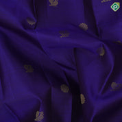 Indigo blue gold zari rudraksham annam butta motifs contrast green gold zari retta pett border traditional silk saree