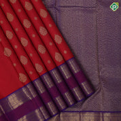 Chilly red gold zari thilagam rudraksham butta design purple and blue silver gold zari rettapett border navratri special silk saree