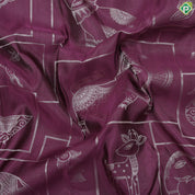 Wine color animals pattern weaved double wear shimmery borderless trendy designer silk saree