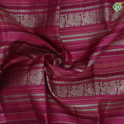 Purple pink silver zari velthari thread work design borderless Exclusive grand bridal silk saree