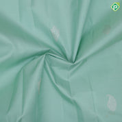 Sea foam green silver zari mango butta design self silver zari floral meena work border trendy designer silk saree