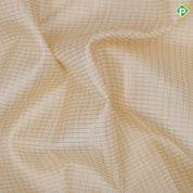 Milk white gold zari vairaoosi micro checks contrast maroon gold zari green edge padded retta pett border vintage silk saree
