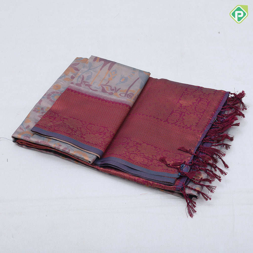 Fancy pythonic design solid color gold zari border fancy soft materiel saree
