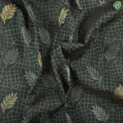 Olive green gold zari leaf butta thread work design self multi color zari butta border trendy silk saree