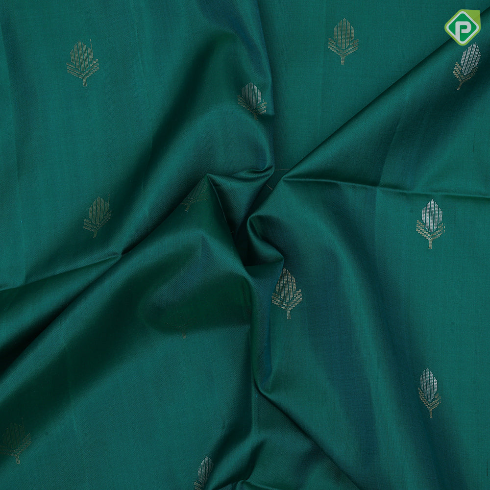 tomato red silver gold zari fancy flower buds butta self gold zari fancy shape border soft silk saree