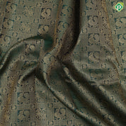 Forest green gold zari flying horse and annam butta checks Pink gold zari rangoli design temple border traditional silk saree