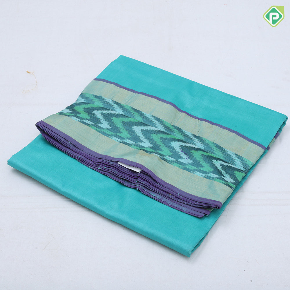 Solid dark color body design contrast ikkat design border 10 yards silk cotton saree