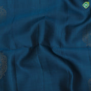 Peacock blue gold zari round rangoli butta motifs Purple Plain border grand pallu soft silk saree