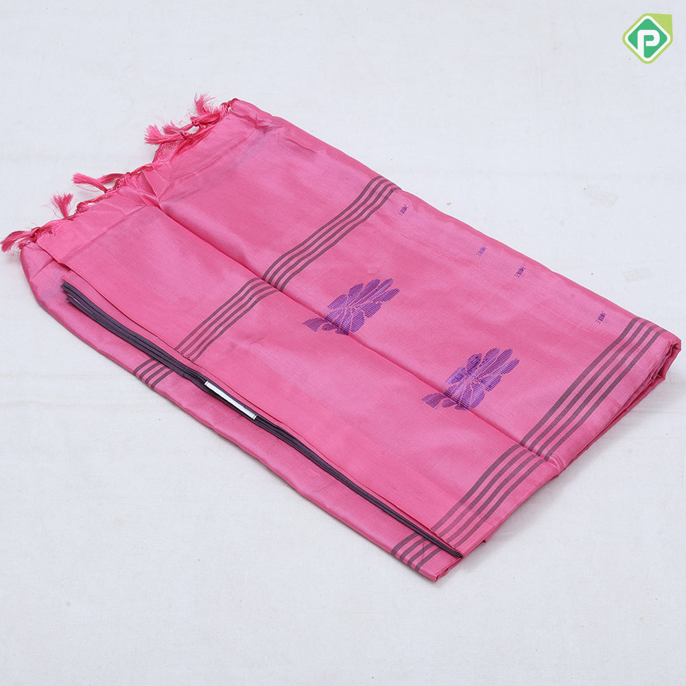 pastel color body dark color pallu concept soft fancy banana pith hot silk saree