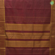 Maroon red gold zari vairaoosi lines design self gold zari mayilkan border 9 yards madisar silk saree