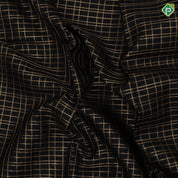 Black colour Gold Zari Checked Design Self Colour Elephant Horse Floral Border Design Luxury Black Silk Saree