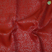 Honey Orange silver copper zari grand floral design chocolate brown rangoli design border grand silk saree