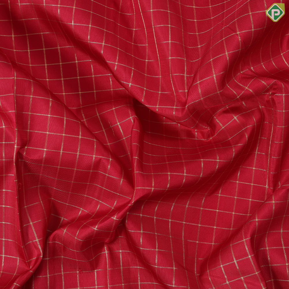 Maroon Red with gold zari checkered(Kattam) Luxury black rettapet border retro traditional silk saree