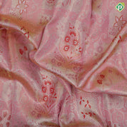Pink silver gold zari floral meena work design self silver gold zari fancy floral border tissue silk saree