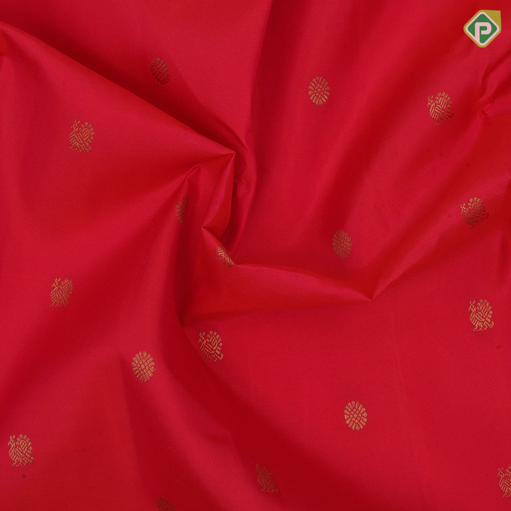 Rani pink gold zari peacock chakaram design purple wave border design traditional silk saree