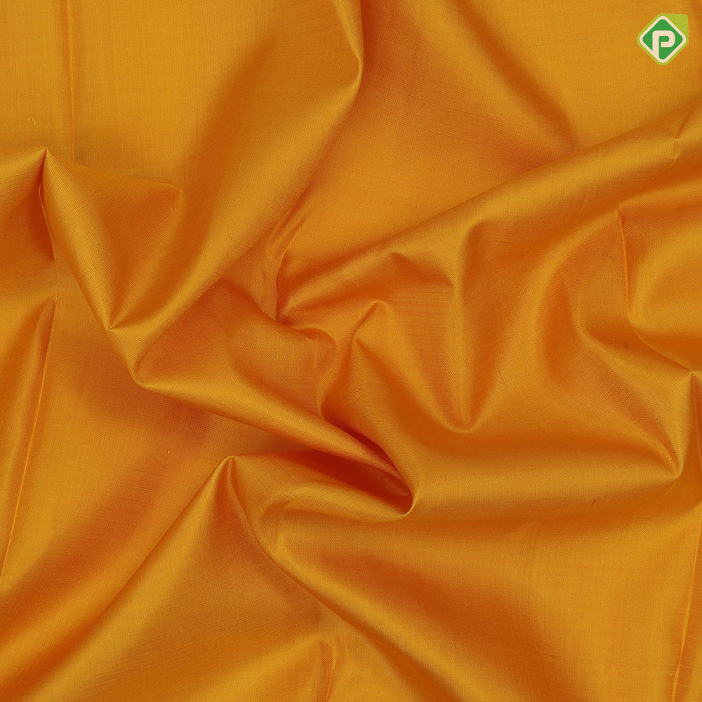 Mango yellow plain body paalum pazhamum gold zari border retro traditional silk saree