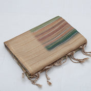 Multi color bars design self plain border fancy cotton saree