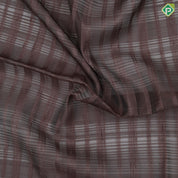 Chocolate brown self lines design borderless multi color pallu concept soft silk saree