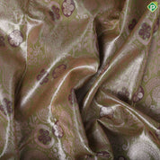 Lemon green Neem zari floral design purple neem zari turning border tissue art silk saree