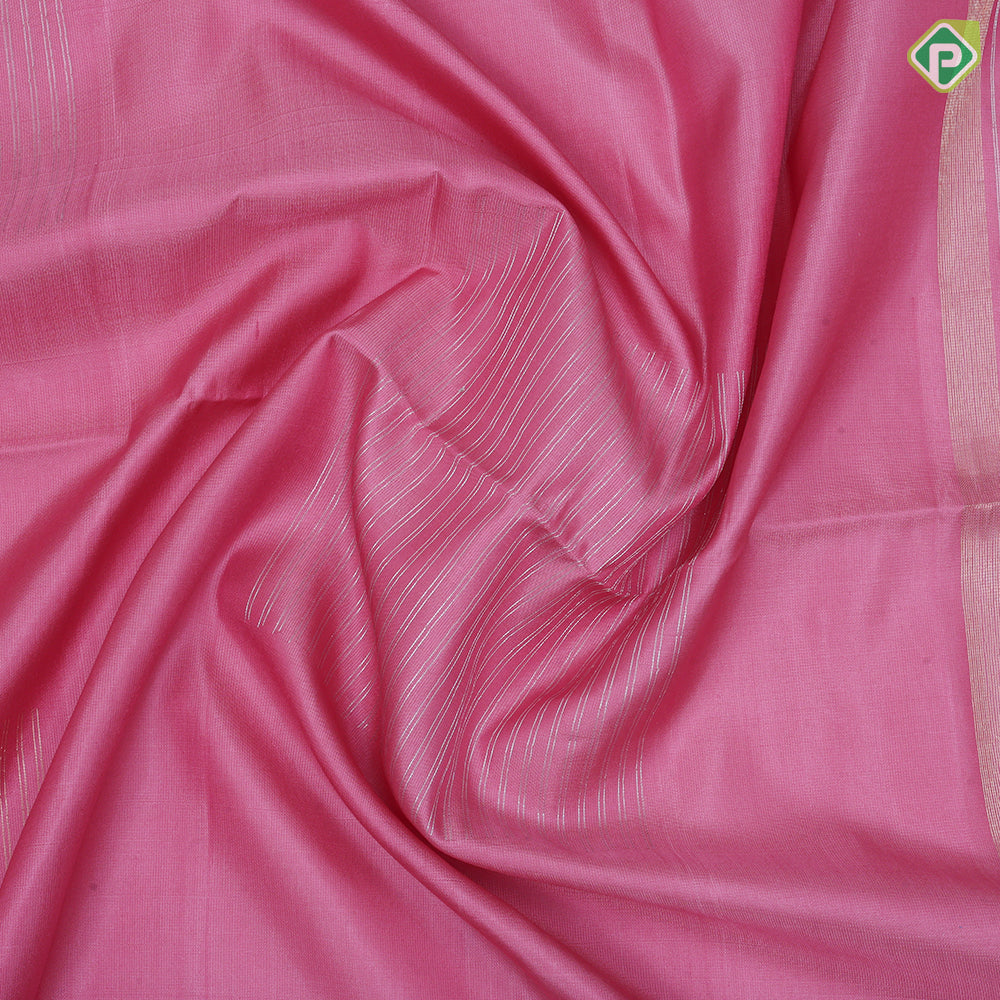 onion pink grouped gold zari lines box shape self color gold zari border soft silk saree