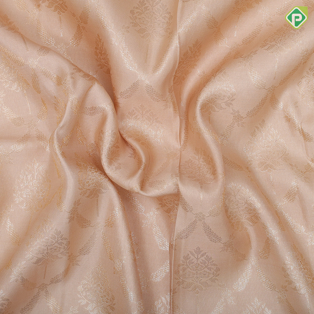 Half white silver gold zari grand floral design rani pink silver gold zari meena work arch design border grand bridal silk saree