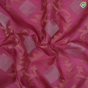 Pinkish orange silver gold zari diamond geometrical design self gold zari lines border soft silk saree