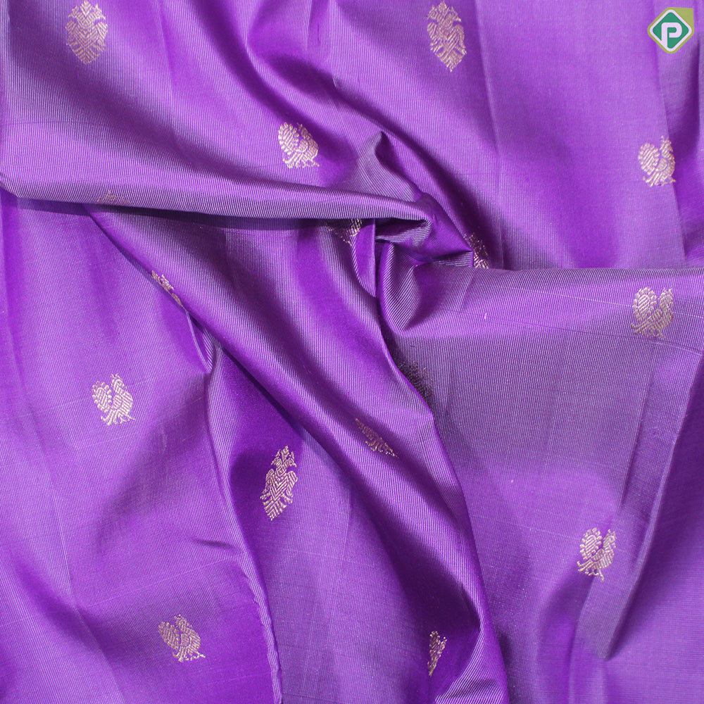 Violet Colour Gold Zari With Self Colour Border Traditional Silk Saree