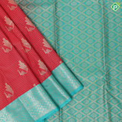 tomato red gold zari fancy peacock butta design rexona green silver gold zari mango border art silk saree