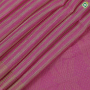 Pink with cream stripes designs self gold zari lines border grand floral pallu linen soft silk saree