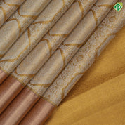 Gold Zari tissue silver zari grand floral design onion gold zari zig zag border grand tissue silk saree