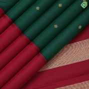 Bottle Green Gold Zari Ruthracham Motif Maroon Colour Edge Mailgan Border Design Traditional Silk Saree