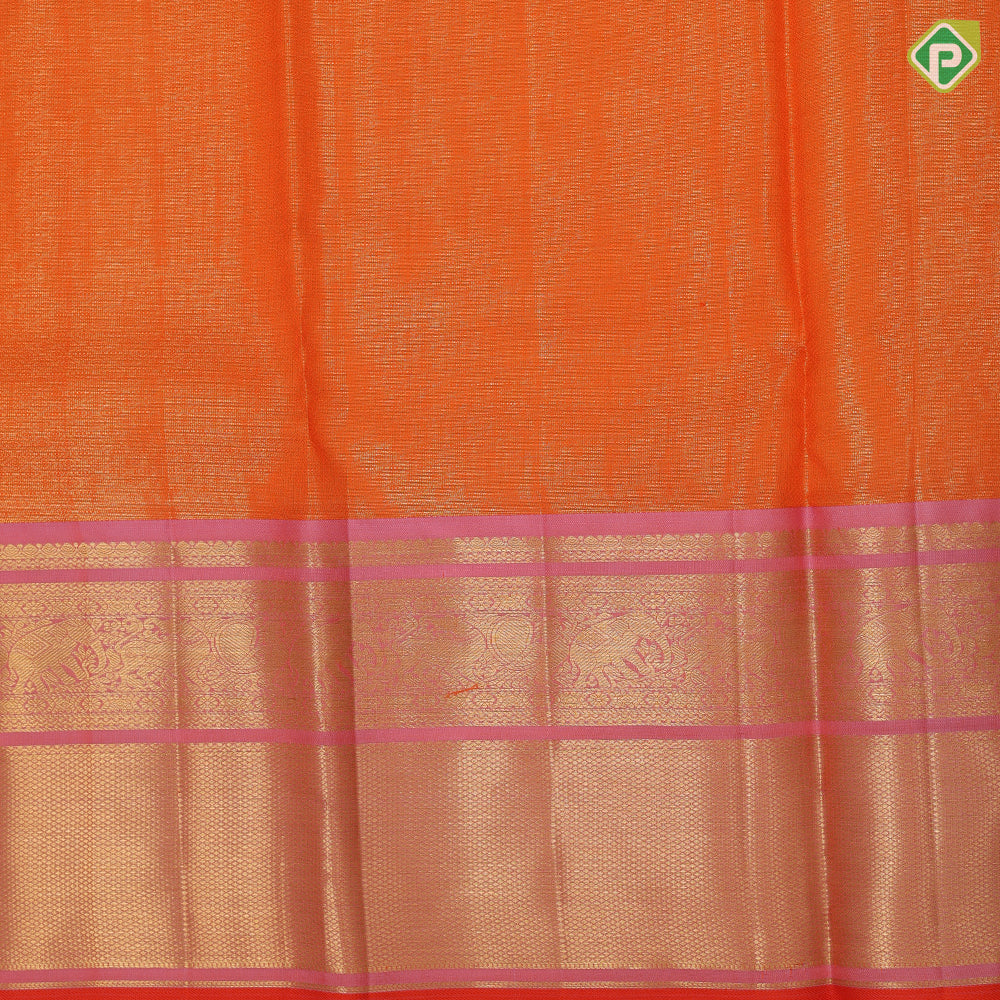 Pewter pink base multi color silver gold zari animals butta light pink gold zari diamond border pattu paavadai