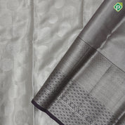 Silver zari by zari round self weaved round design violet silver zari diamond border tissue silk saree
