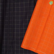 Black Colour Gold Zari Checked Design Border Less Luxury Black Silk Saree