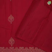 Maroon red gold zari fancy leaf design self gold mango butta turning border gift silk saree