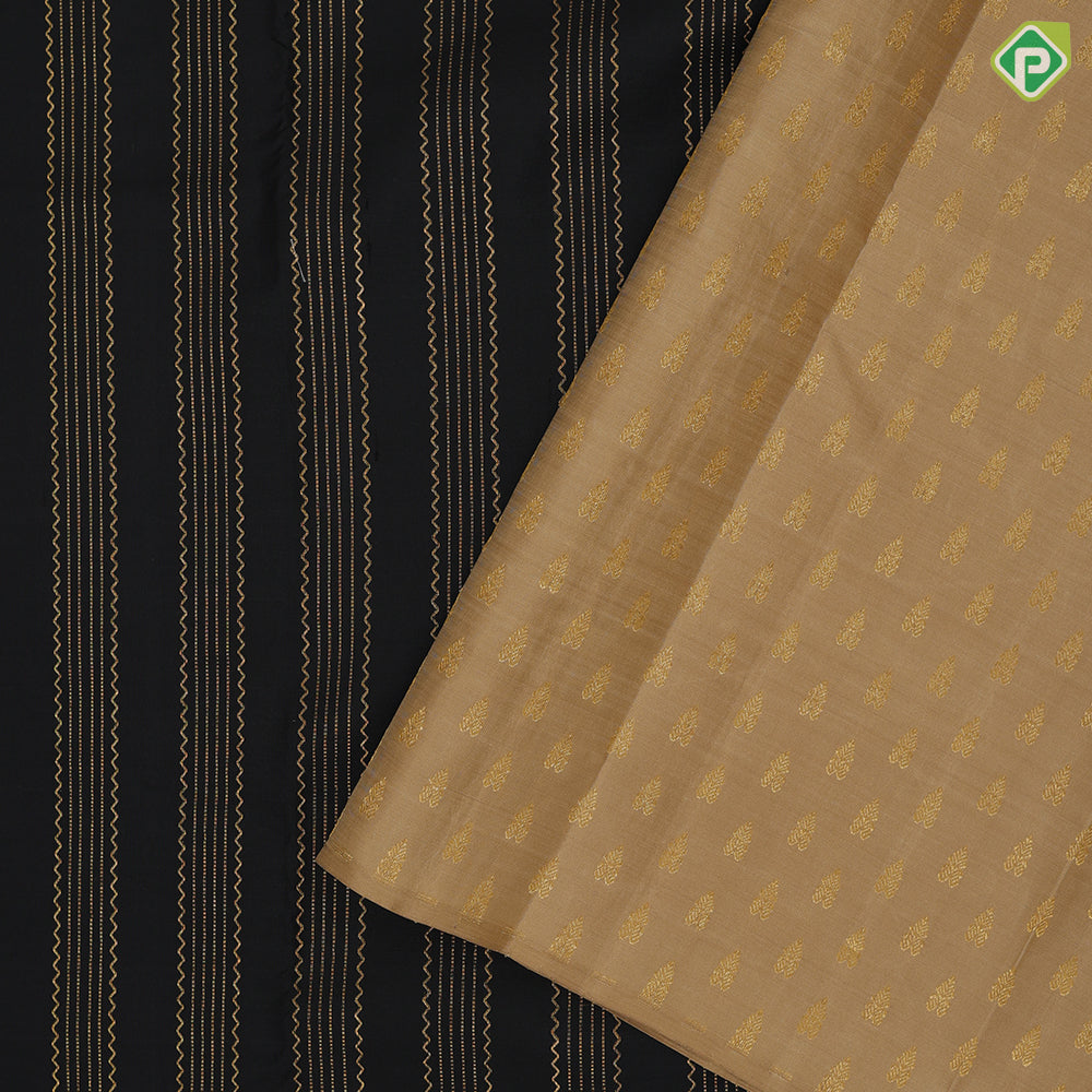 Luxury black gold zari zig zag stripes design borderless traditional silk saree