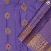 Violet Gold Zari Tree Butta Design Baby Pink Floral Peacock Border Design Pure Mix Silk Saree