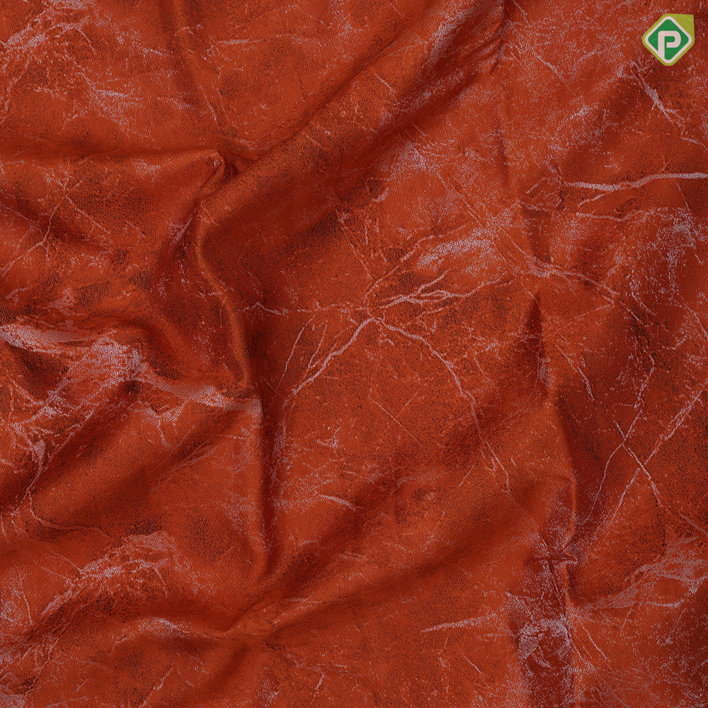 Brick orange base creamy Marble design body borderless trendy designer pure silk saree